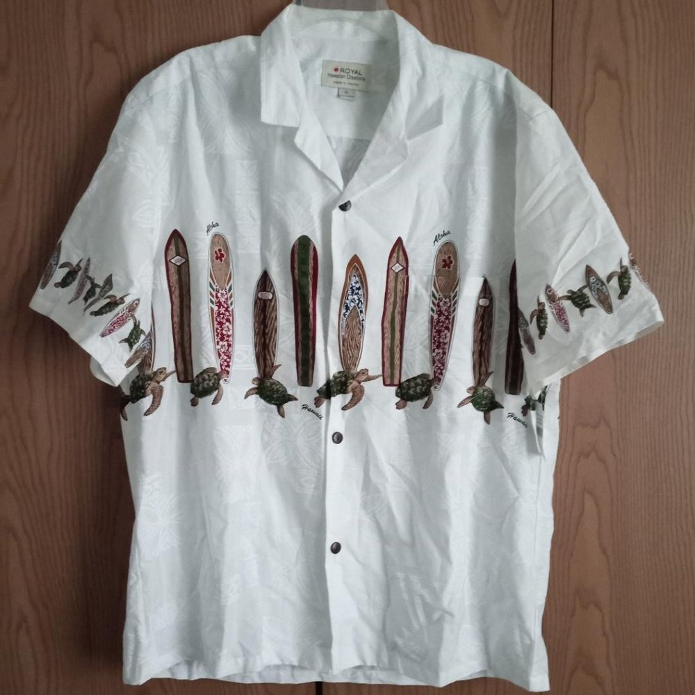 Vintage ROYAL Hawaiian Creations Aloha Surfboard Men Shirt